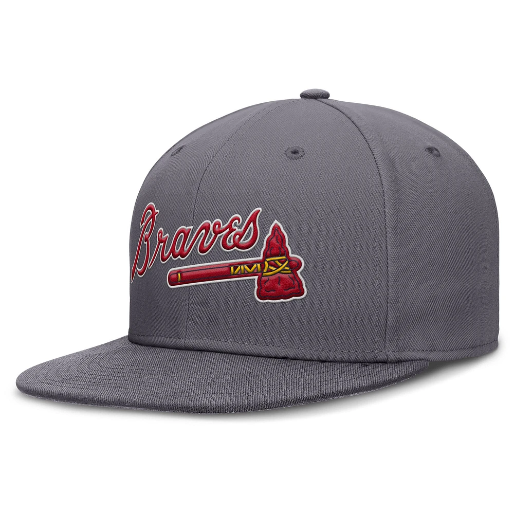 Men's Nike Gray Atlanta Braves Performance True Fitted Hat