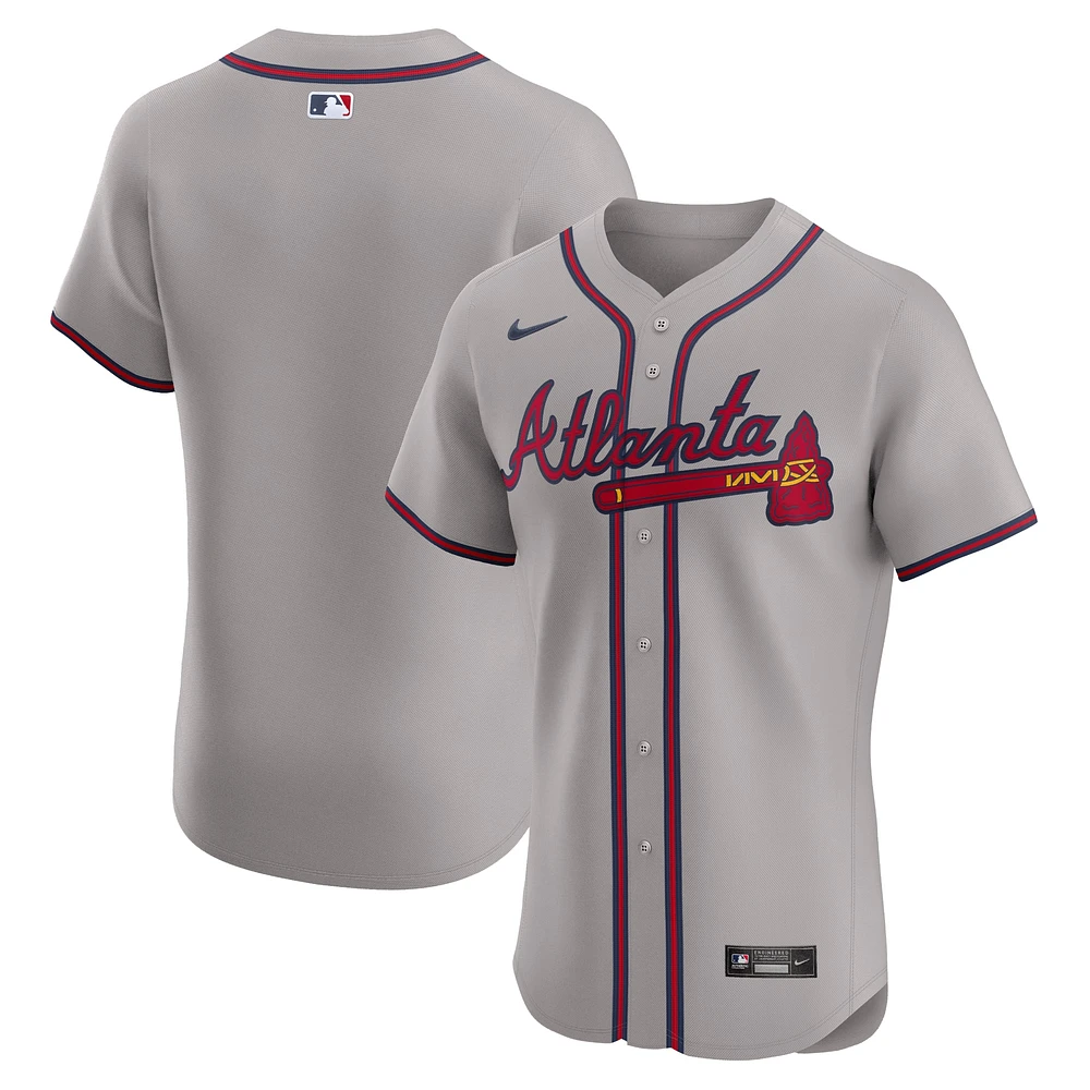 Men's Nike Gray Atlanta Braves Road Elite Jersey