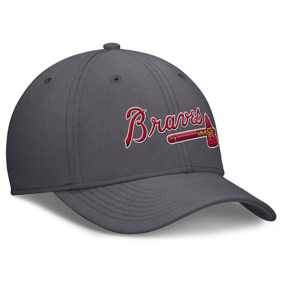 Casquette Nike Performance Flex grise Atlanta Braves Swoosh pour homme