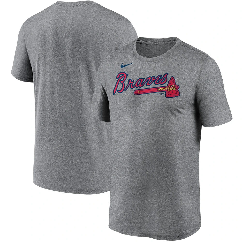 T-shirt Nike gris Atlanta Braves Wordmark Legend Performance pour homme