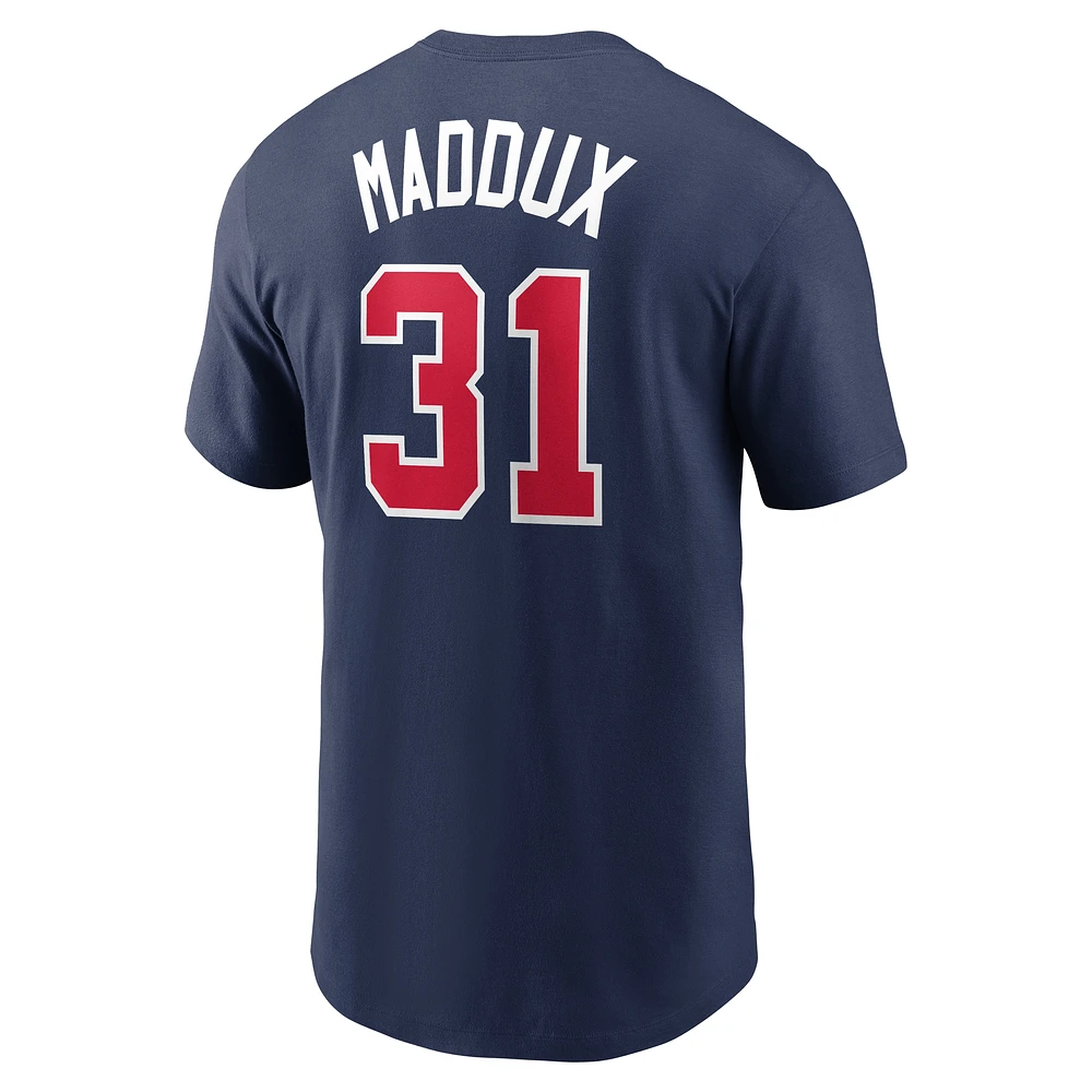 Men's Nike Greg Maddux Navy Atlanta Braves Fuse Name & Number T-Shirt