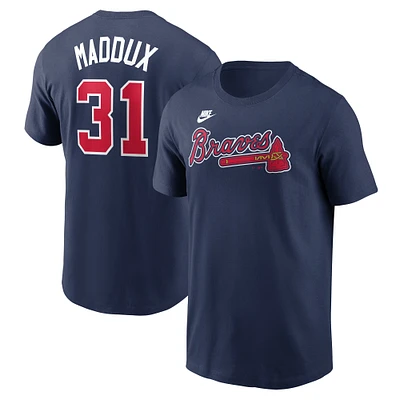 Men's Nike Greg Maddux Navy Atlanta Braves Fuse Name & Number T-Shirt