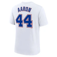 T-shirt Nike Hank Aaron blanc pour homme, collection Cooperstown, avec nom et numéro Tri-Blend, Atlanta Braves