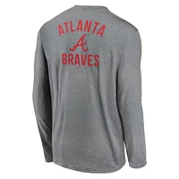 Men's Nike Heather Charcoal Atlanta Braves 2-Hit Legend Performance Long Sleeve T-Shirt