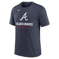 Men's Nike Heather Navy Atlanta Braves Logo Tri-Blend T-Shirt