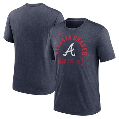 T-shirt à trois mélanges Nike Heather Navy Atlanta Braves Swing Big pour homme