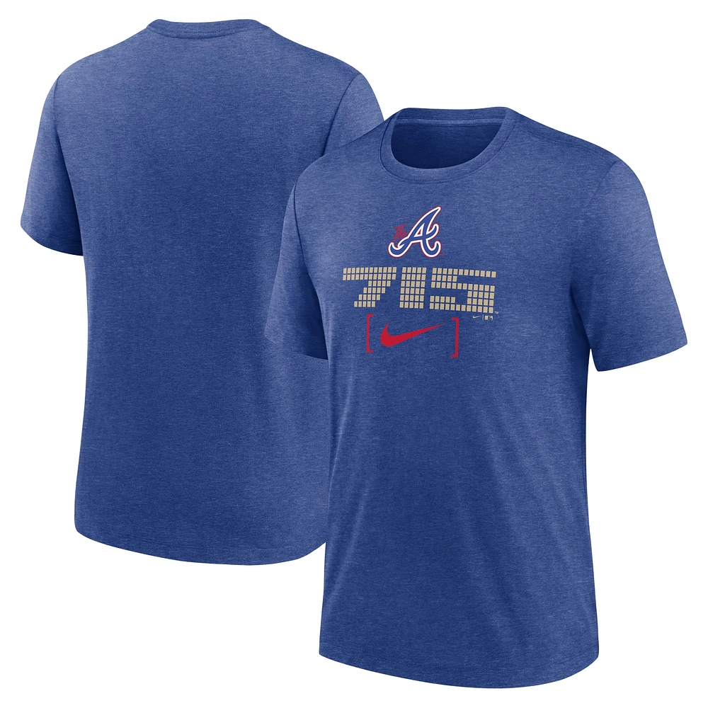 T-shirt tri-mélange Nike Heather Royal Atlanta Braves City Connect pour homme