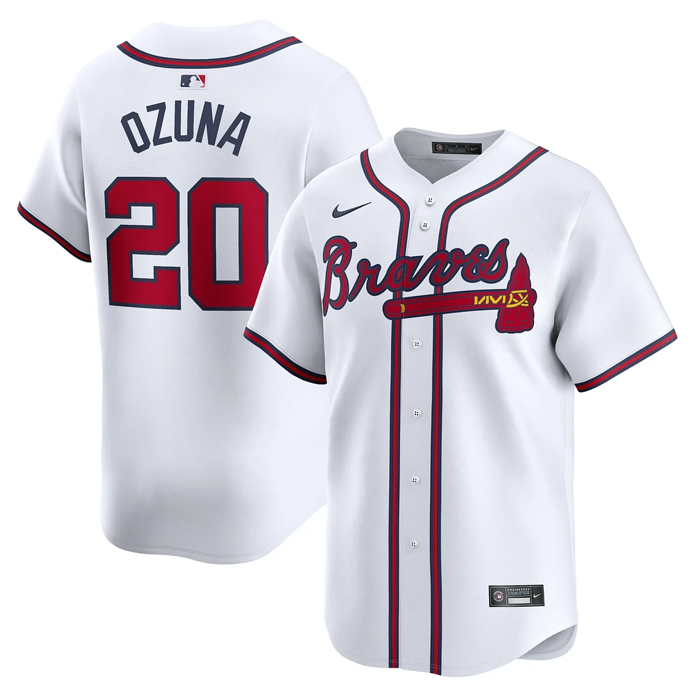 Maillot de joueur Nike Marcell Ozuna Atlanta Braves Home Limited pour homme, blanc