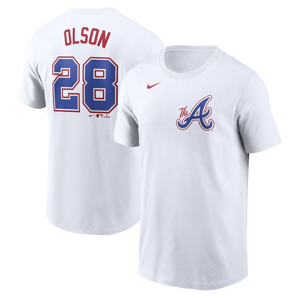 T-shirt avec nom et numéro Nike Matt Olson pour hommes des Atlanta Braves City Connect Fuse