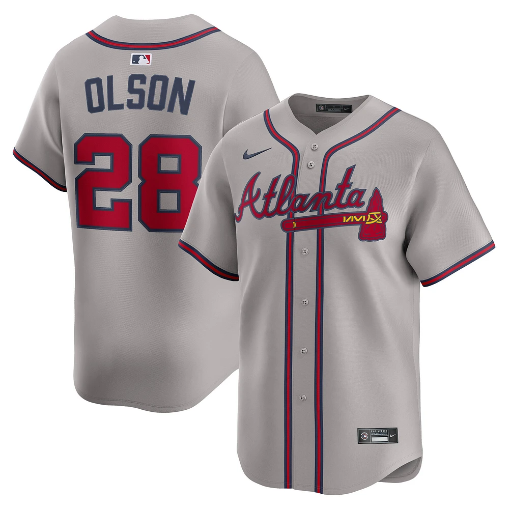Men's Nike Matt Olson Gray Atlanta Braves Road Limited Player Jersey