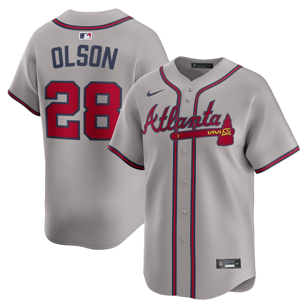 Maillot de joueur Nike Matt Olson gris Atlanta Braves Road Limited pour homme