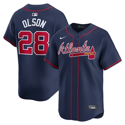 Maillot de joueur alternatif limité Nike Matt Olson pour hommes, bleu marine, Atlanta Braves