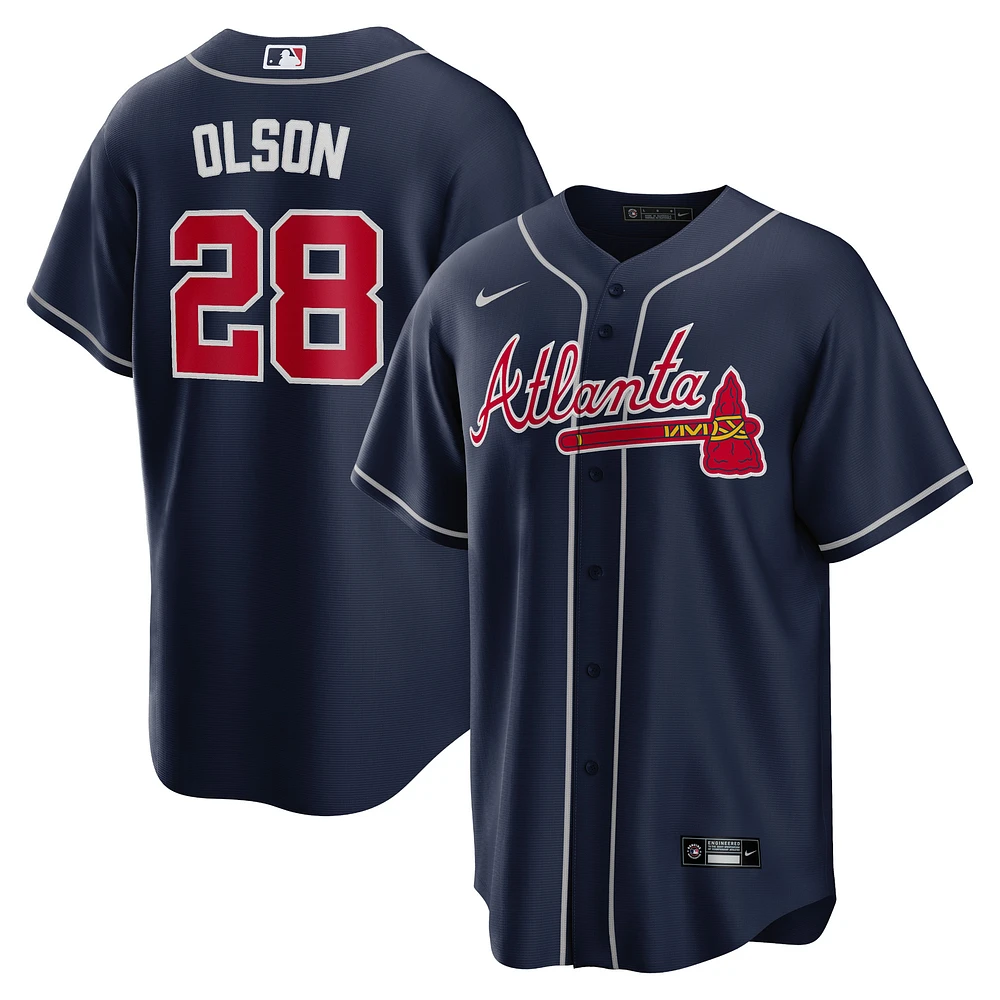 Maillot de joueur réplique alternatif Big & Tall Nike Matt Olson pour hommes, bleu marine, Atlanta Braves