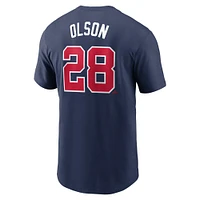 T-shirt avec nom et numéro Nike Matt Olson pour hommes, bleu marine, Atlanta Braves Fuse