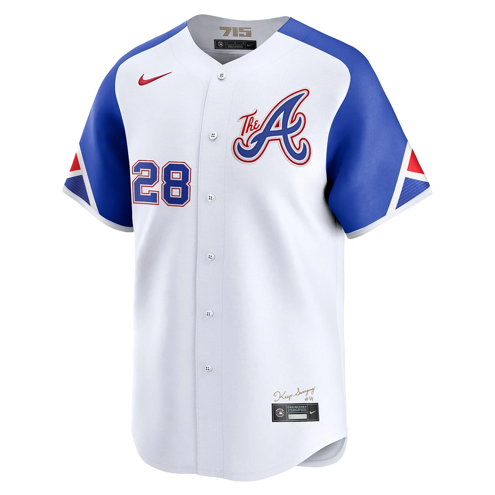 Maillot de joueur Nike Matt Olson pour hommes, Atlanta Braves City Connect Limited, blanc