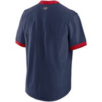 Men's Nike Navy/Red Atlanta Braves Authentic Collection Short Sleeve Hot Pullover Jacket