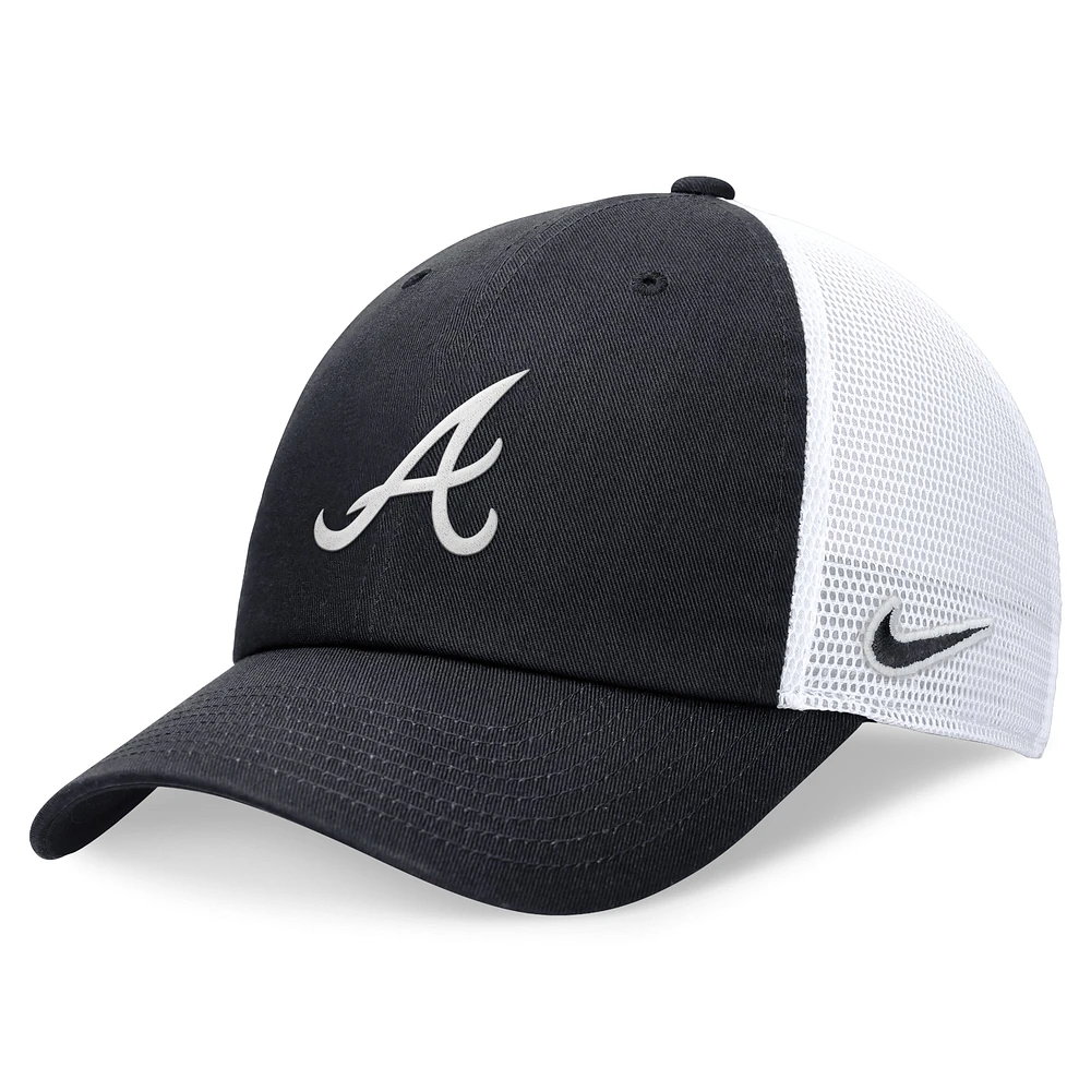 Casquette ajustable Nike pour hommes, bleu marine/blanc, Atlanta Braves Club Trucker