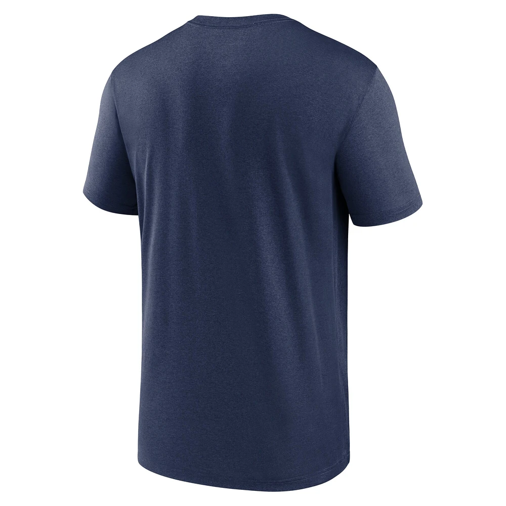 T-shirt Dugout Nike pour homme, bleu marine, Atlanta Braves, collection authentique, séries éliminatoires 2023