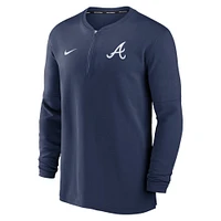 Haut à quart de zip Nike pour hommes, collection authentique des Atlanta Braves, bleu marine, Game Time Performance