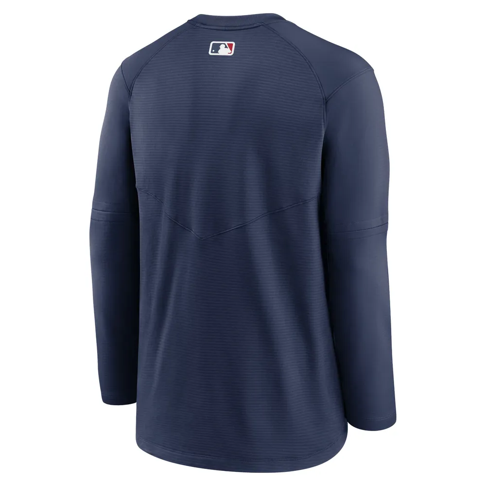 T-shirt à manches longues Nike Atlanta Braves Authentic Collection Logo Performance pour homme - Bleu marine