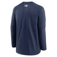 T-shirt à manches longues Nike Atlanta Braves Authentic Collection Logo Performance pour homme - Bleu marine