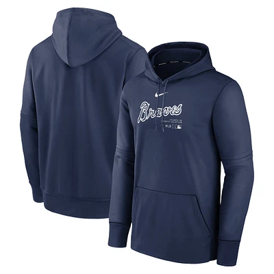 Sweat à capuche Nike Atlanta Braves Authentic Collection Performance pour homme, bleu marine