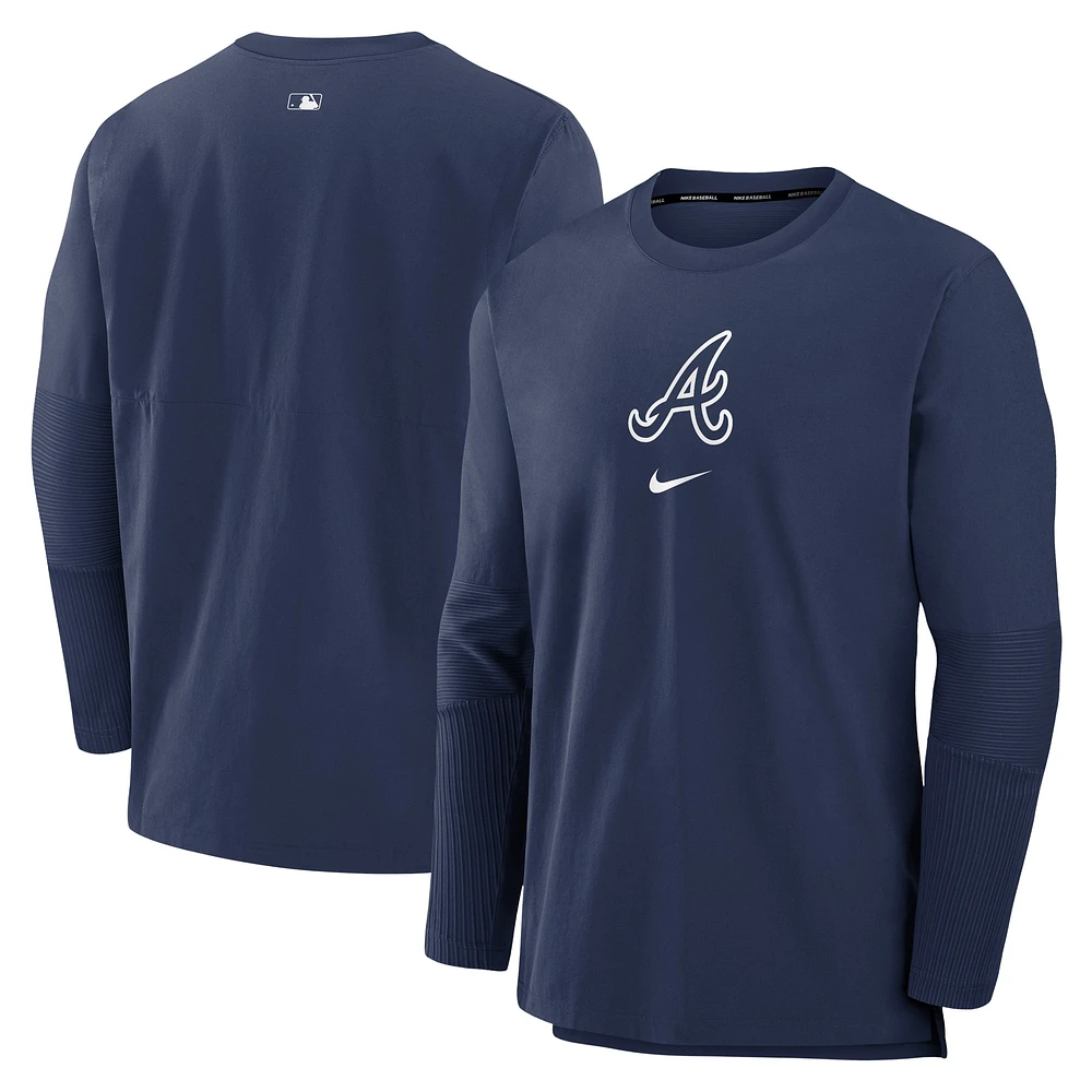 Sweat-shirt à enfiler Nike pour hommes, bleu marine, Atlanta Braves, Authentic Collection Player Performance