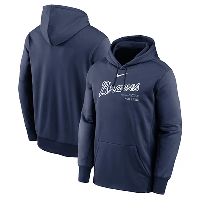 Sweat à capuche Nike bleu marine Atlanta Braves Authentic Collection pour homme