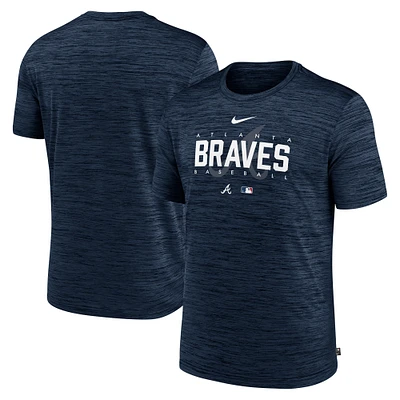 T-shirt d'entraînement pour homme Nike Atlanta Braves Authentic Collection Velocity - Bleu marine