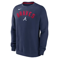 Sweat-shirt à enfiler en polaire classique Nike Atlanta Braves pour homme, bleu marine