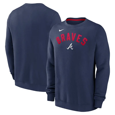 Men's Nike Navy Atlanta Braves Classic Fleece Performance Pullover Sweatshirt