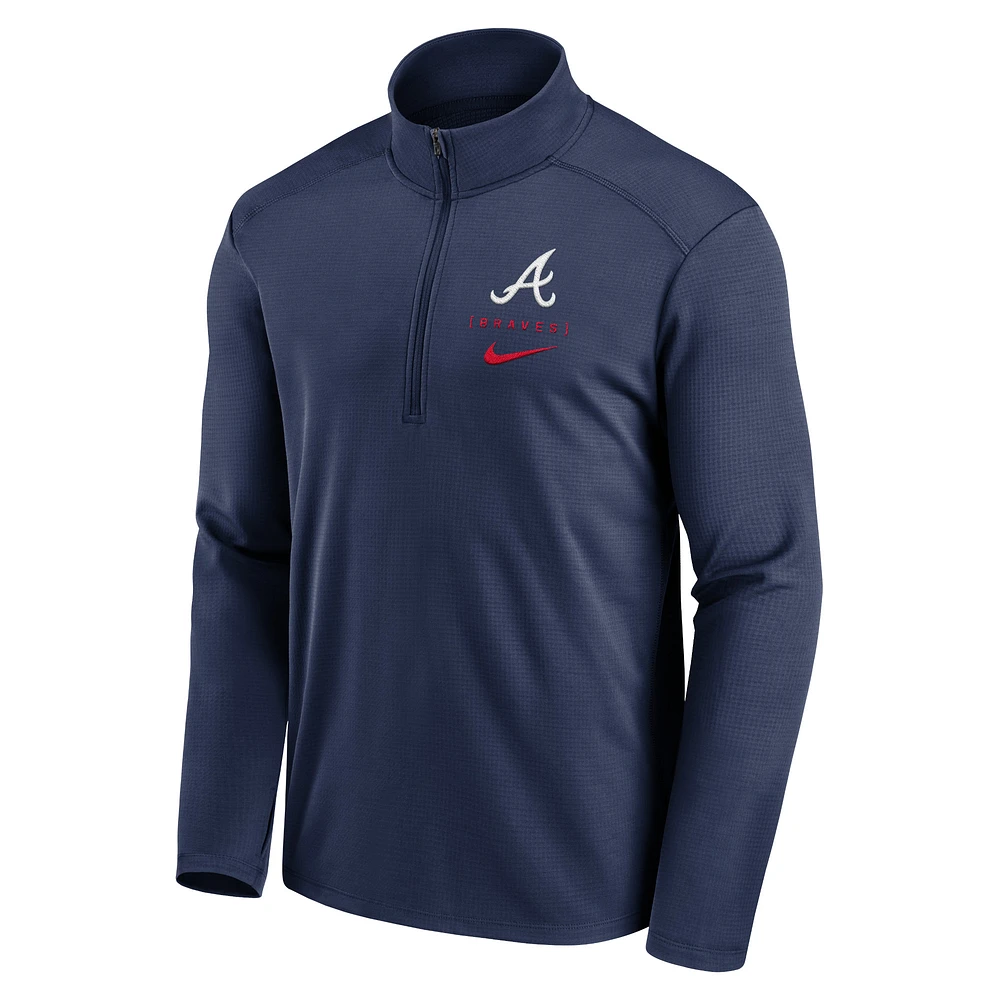 Men's Nike Navy Atlanta Braves Franchise Logo Pacer Performance Half-Zip Top