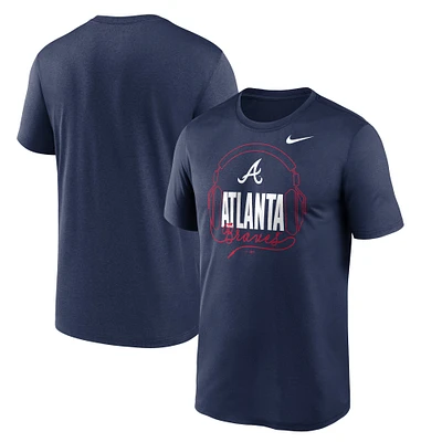 T-shirt de performance Nike Atlanta Braves pour homme, bleu marine, légende la ville natale