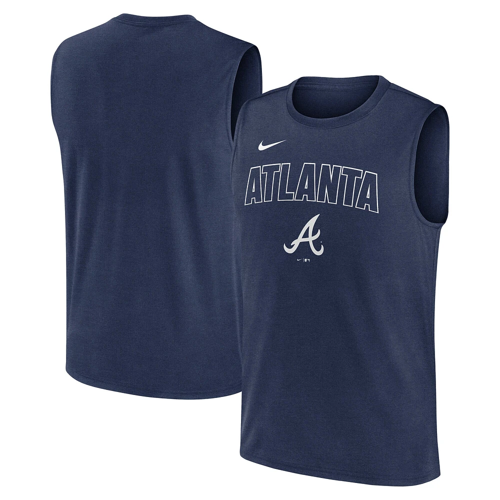Débardeur Nike bleu marine Atlanta Braves Knockout Performance Muscle pour homme