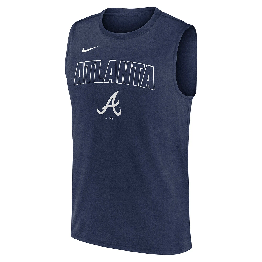 Débardeur Nike bleu marine Atlanta Braves Knockout Performance Muscle pour homme