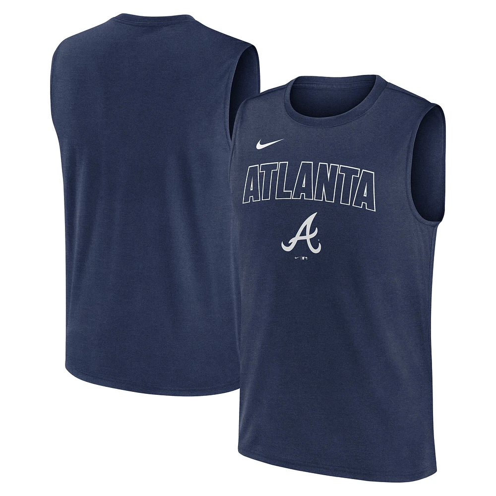 Débardeur Nike bleu marine Atlanta Braves Knockout Performance Muscle pour homme