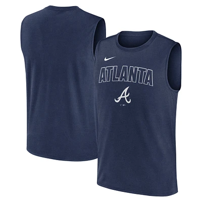 Débardeur Nike bleu marine Atlanta Braves Knockout Performance Muscle pour homme