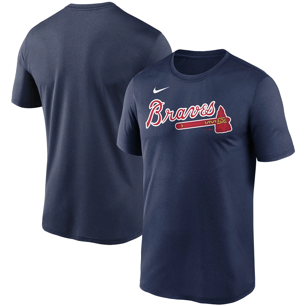 T-shirt Nike pour hommes, bleu marine, Atlanta Braves, Wordmark Legend Performance