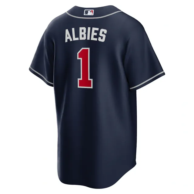 Men's Atlanta Braves Ozzie Albies Nike Navy Name & Number T-Shirt