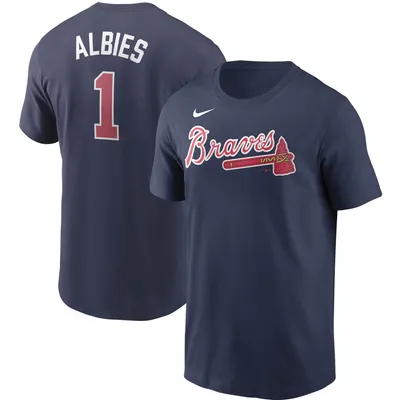 Autographed Atlanta Braves Ozzie Albies Topps White Majestic Authentic  Jersey
