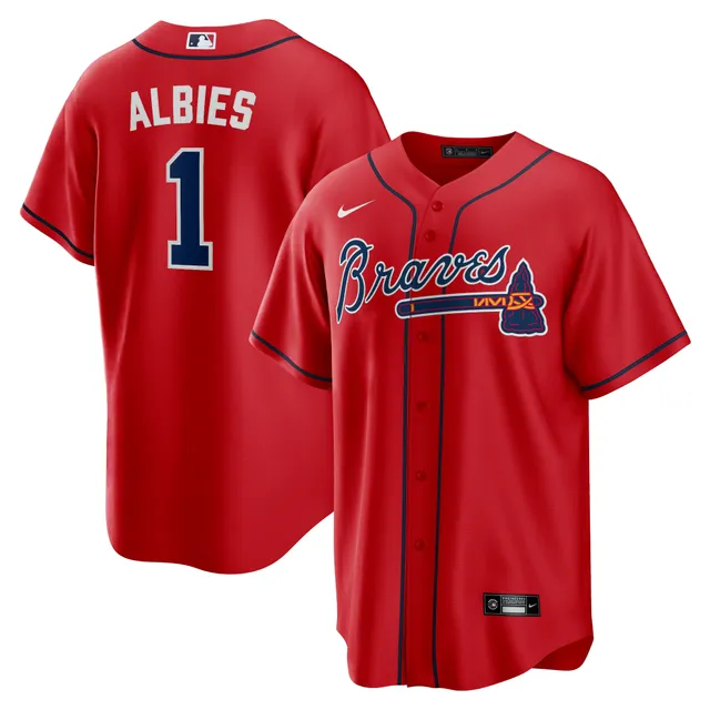 Topps Ozzie Albies White Atlanta Braves Autographed Majestic Authentic Jersey