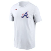 T-shirt Nike Ozzie Albies blanc pour homme Atlanta Braves 2024 City Connect Fuse avec nom et numéro
