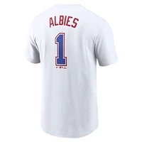 T-shirt Nike Ozzie Albies blanc pour homme Atlanta Braves 2024 City Connect Fuse avec nom et numéro