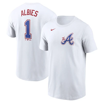 T-shirt Nike Ozzie Albies blanc pour homme Atlanta Braves 2024 City Connect Fuse avec nom et numéro