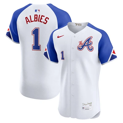 Men's Nike Ozzie Albies White Atlanta Braves City Connect Elite Player Jersey