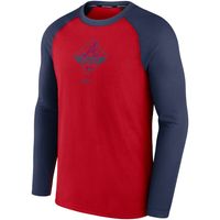 Men's Nike Red/Navy Atlanta Braves Authentic Collection Game Performance Raglan - Long Sleeve T-Shirt