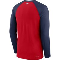 Men's Nike Red/Navy Atlanta Braves Authentic Collection Game Performance Raglan - Long Sleeve T-Shirt