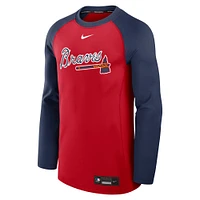 Sweat-shirt à capuche Nike rouge/bleu marine Atlanta Braves Authentic Collection Game Time Performance pour homme