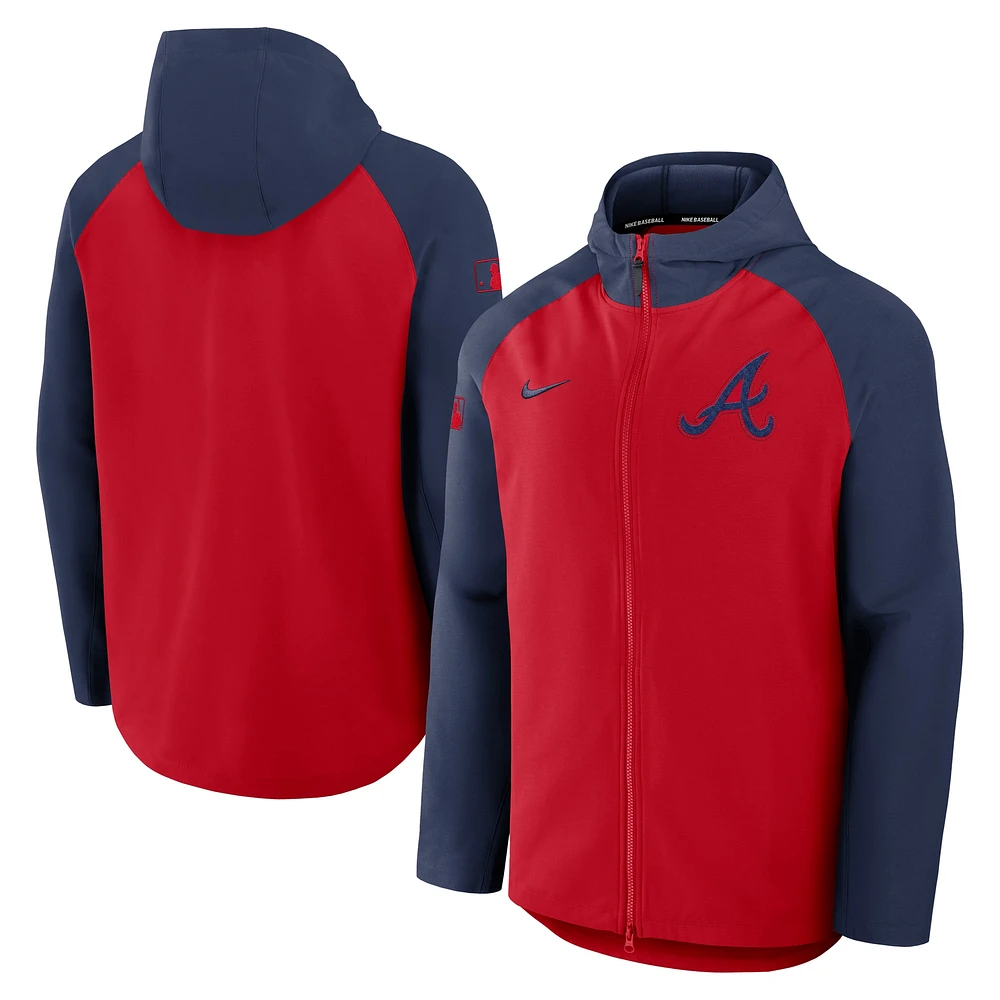 Men's Nike Red/Navy Atlanta Braves Authentic Collection Raglan Performance Full-Zip Jacket