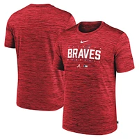 T-shirt d'entraînement Velocity Performance Nike Atlanta Braves Authentic Collection rouge pour homme